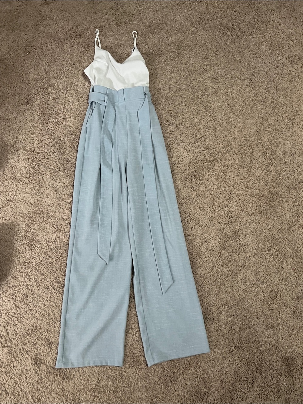 Light Blue High-Waist Wide Leg Jumpsuit